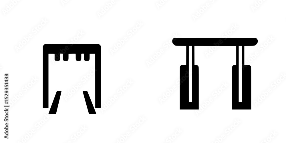 Poster icon set featuring simple representations of a tunnel and a bridge structure for design and illustra