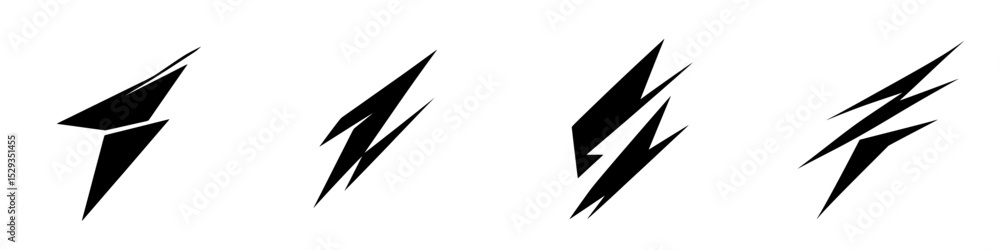 Poster stylized icon set featuring angular shapes and sharp lines perfect for modern graphic design project