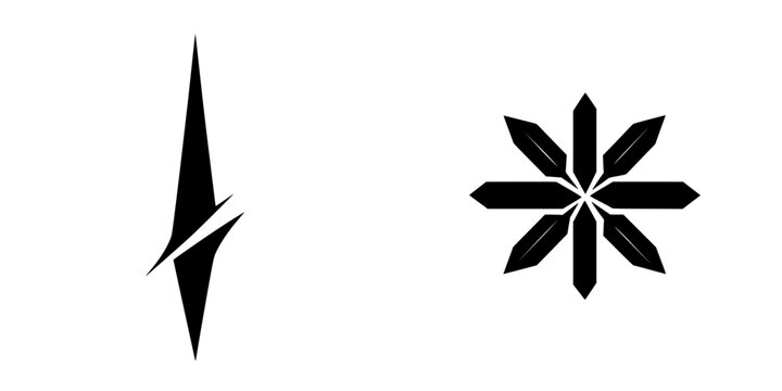 Icon set featuring abstract geometric shapes suitable for modern design projects and branding initiatives