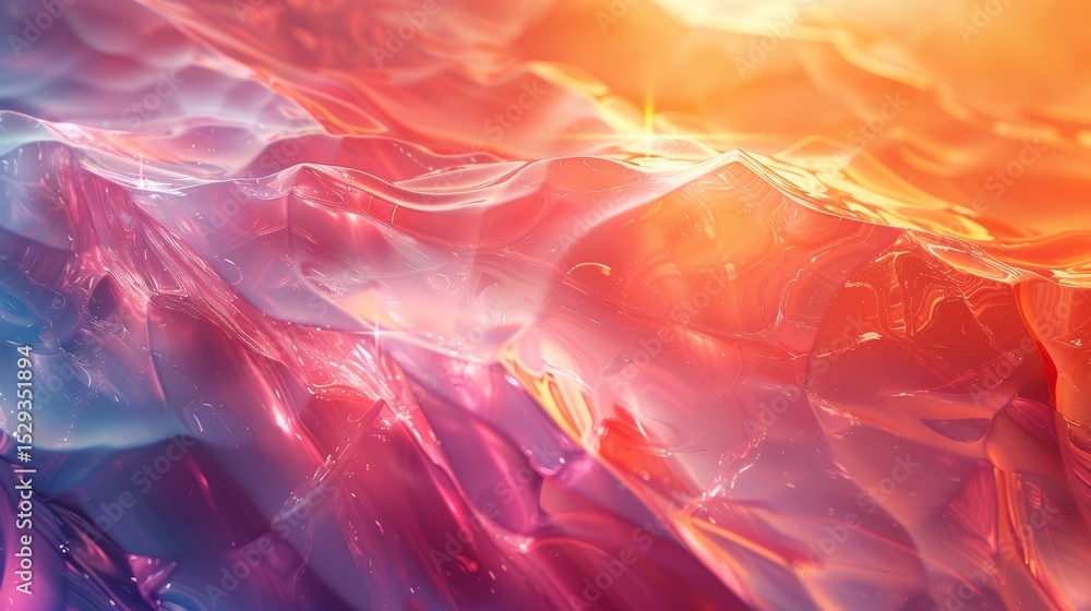 Aufkleber an abstract composition of colorful, flowing liquid waves illuminated by warm light creates a visual
