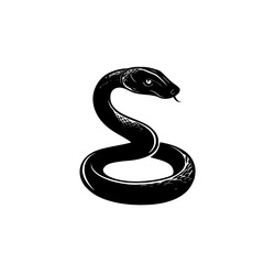 Black serpent icon designed with smooth curves and detailed features on a contrasting background