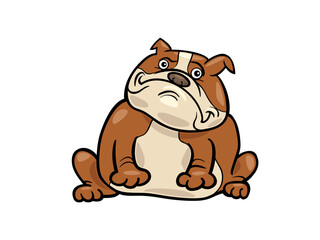 A Cartoon Bulldog with a Funny Expression on Black Background