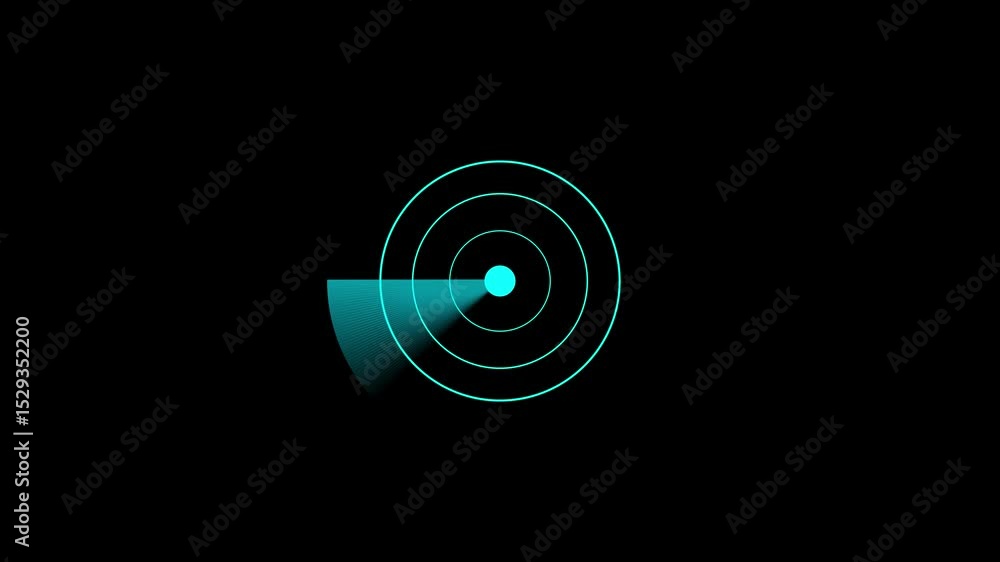 Fototapete abstract animated cybernetic radar displaying scanning signals on a black background. radar screen r