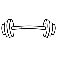 Hand drawn doodle barbell on white background.