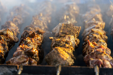 Lamb souvlaki grill at the Greek Glenti festival in Darwin.