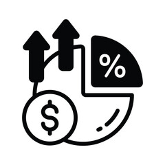 A solid style icon showing stock market shares