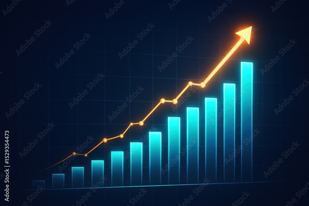 Poster ascending fortunes abstract financial chart showing upward growth in interest rates or investment re