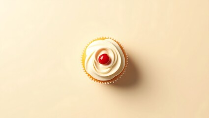 Delicious vanilla cupcake with cherry on top dessert bakery sweet treat