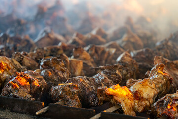Lamb souvlaki grill at the Greek Glenti festival in Darwin.