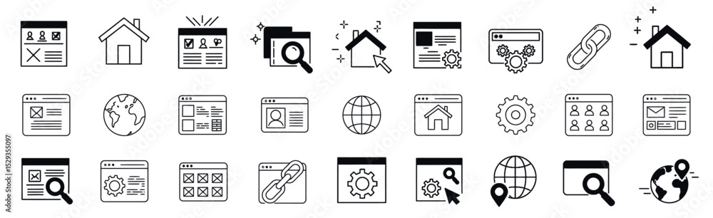 Poster icon collection for website and homepage design, navigation interface, hyperlink connection, user la