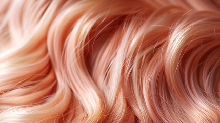 Close up of silky rose gold straight hair showcasing subtle blend of pink and blonde highlights