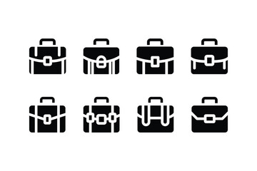 briefcase silhouette vector icon set, Business briefcase symbol