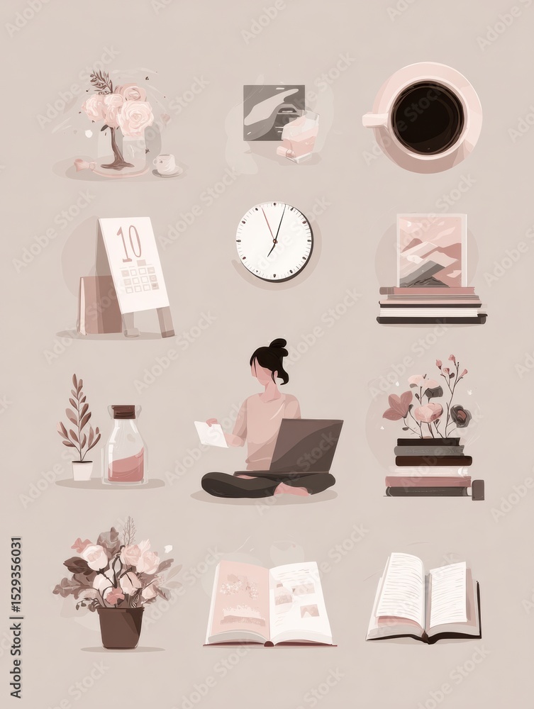 Poster Discover Daily 10-minute Habits for Self-Improvement With a Clean and Minimal Infographic to Enhance Your Routine and Well-Being