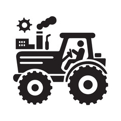 Obraz premium High-Quality black and white Tractor icon Vector Illustrations for Farm and Agriculture Design