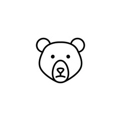 Simple line art icon of a cute bear face. Perfect for logos and illustrations.