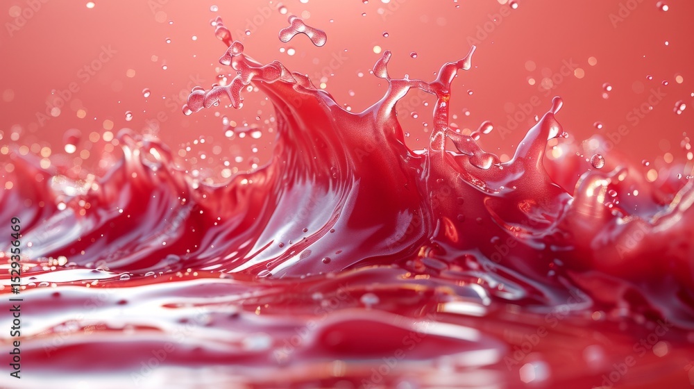 Aufkleber a captivating close-up of dynamic red liquid splashing and creating beautiful waves, showcasing the 