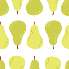 Simple seamless pattern with pears. Vector design for greeting card and invitation for seasonal summer vacation