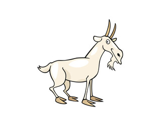 A Whimsical Cartoon Illustration of a Goatee Wearing Goat Standing Proudly