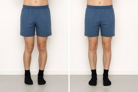 Before and after bowed legs transformation