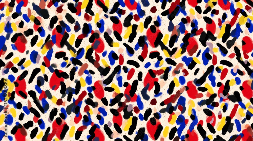 Aufkleber colorful abstract pattern featuring vibrant splashes of red, blue, yellow, and black on a light back