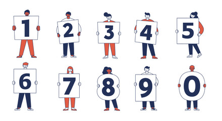 Fototapeta premium People are stand holding a number from 1 to 0