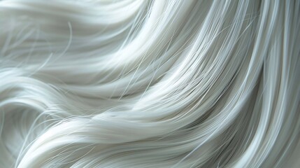 Close up of sleek white straight hair capturing fine silky texture and pristine brilliance
