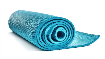 Rolled blue exercise mat