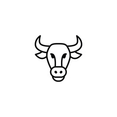 A minimalist line art illustration of a bull's head. Suitable for logos, icons, or any graphic design project.