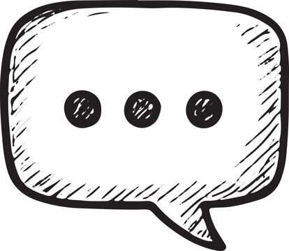 A hand-sketched speech bubble icon representing comments and conversations in social media, perfect for chat, messaging, and interactive online community design projects