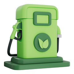 3d gas pump icon with eco fuel and green energy concept for clean power and transport