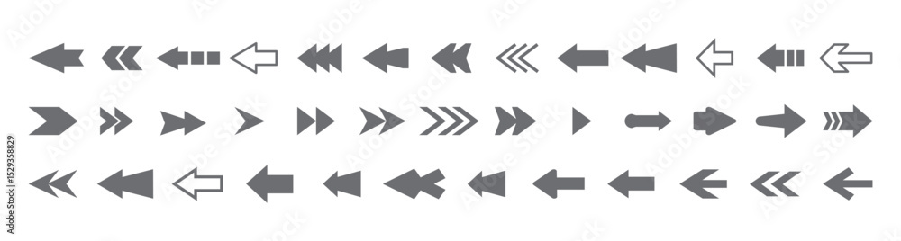 Poster arrow and cursor icons. arrow icons set. black arrow icon big sets. collection different arrows sign