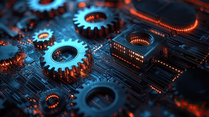 Gears and technology concept background for engineering and innovation solutions