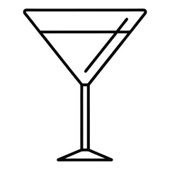 A sophisticated martini glass icon. This elegant thin line art is perfect for bar menus, party invitations, and lounge branding. It conveys style and celebration with a minimalist aesthetic.