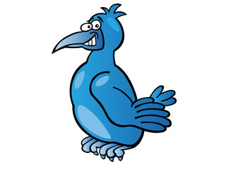 A Cartoon Blue Bird With Amusing Expression On Black Backdrop