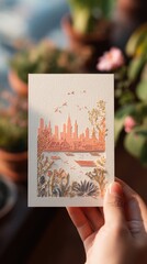 Serene Chaos: Bangkok Skyline Papercut Art with Temple Silhouettes and Riverboats in Soft Golds and Blush Pastels