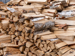 A pile of wood logs with a few books on top