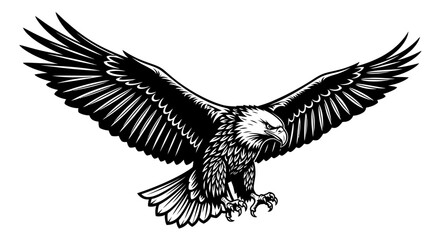 Powerful Black and White Eagle in Flight
