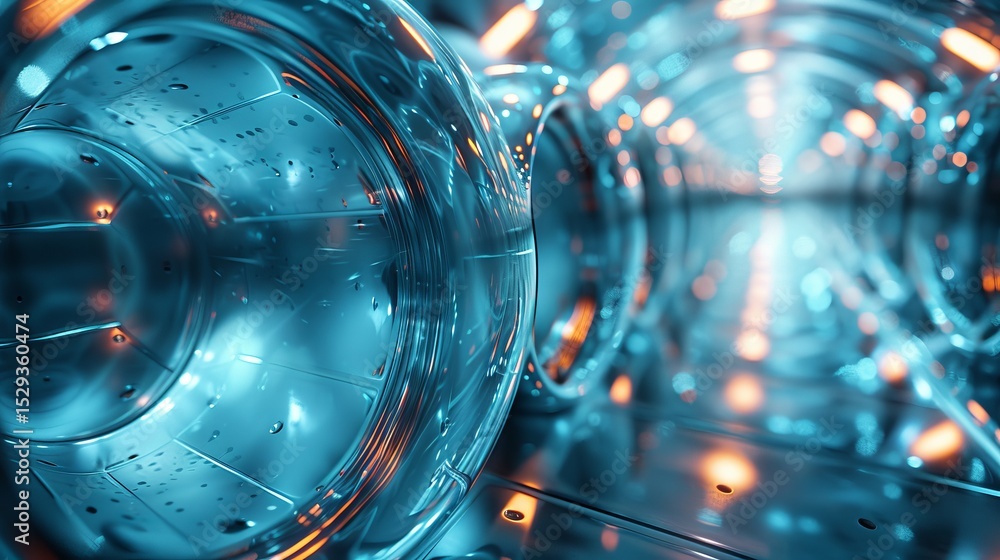 Aufkleber an abstract view of illuminated tubes reflecting light, creating a mesmerizing visual experience tha