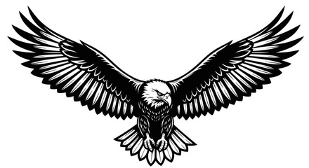Majestic Bald Eagle with Outstretched Wings in Flight