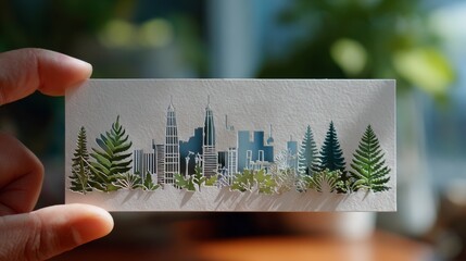 Urban Jungle Elevation - Paper Art of Kuala Lumpur Skyline with Towering Trees and Complex Architecture