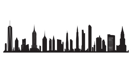 Naklejka premium Black Silhouette Cityscape Skyline Various Buildings