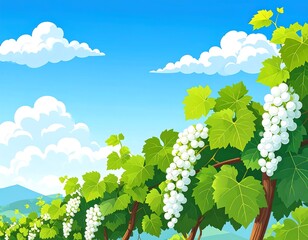 Vineyard Landscape White Grapes.