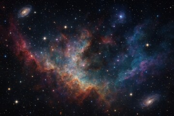 Fototapeta premium Deep Space Nebula and Galaxy Cosmic Astronomy Background with Stars and Celestial Phenomena