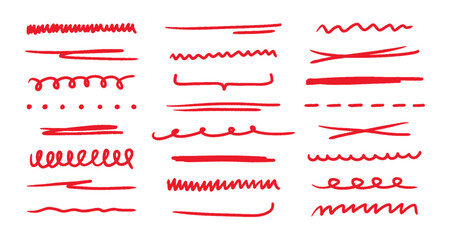 Hand drawn line brush doodle elements. Scribble pencil pen marker sketch vector texture. Handwritten grunge strokes, shapes and emphasis for design. Vector illustration.
