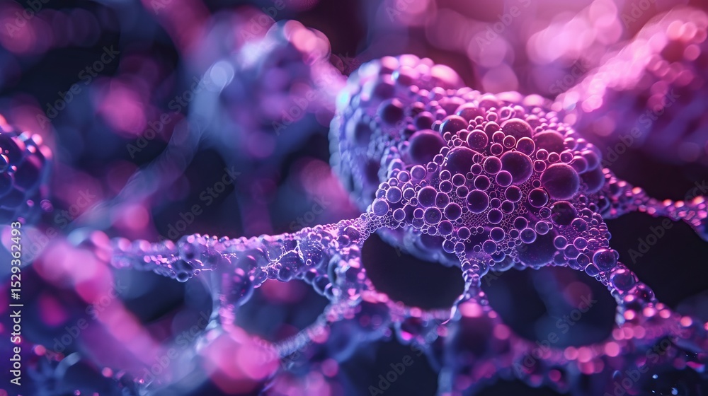 Poster an artistic close-up of abstract colorful cells, visualizing the intricate beauty of microscopic lif