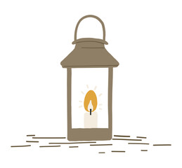 Candle with light, isolated object on white background