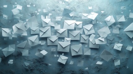 Floating White Envelopes on a Textured Background for Creative Concepts