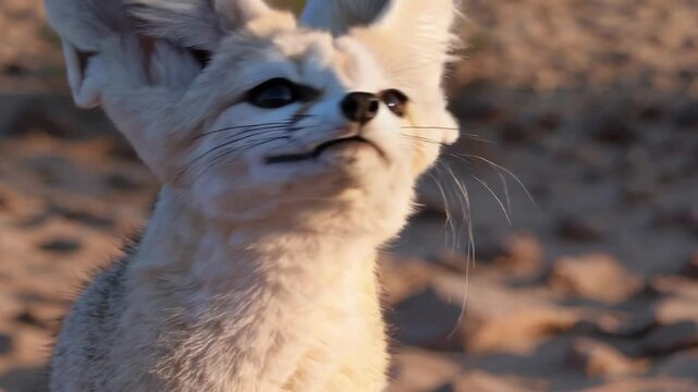 Curious fennec fox exploring the desert landscape
