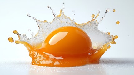 Splash of Fresh Egg Yolk Creating Waves in a Bright White Background