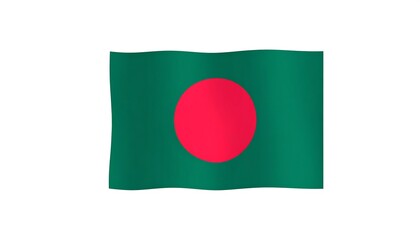 Bangladesh flag waving with green red circle.